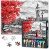 TISHIRON Puzzle da 1000 pezzi, puzzle in bianco e nero per adulti, pittura a olio di Londra, puzzle Big Ben Red Umbrella Challenge per adulti 1000 pezzi, dimensioni finite 50 x 70 cm