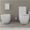 Parama Coppia di sanitari filomuro vaso monoblocco tornado e bidet bianco lucido | Riga