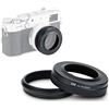 JJC Paraluce in Metallo con Anello Adattatore per Fujifilm Fuji X100VI X100V X100 X100S X100T X100F, Sostituisce il paraluce Fujifilm LH-X100 e l'anello Adattatore AR-X100 (NERO)