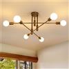 Comely Lampadario Sputnik Vintage, 6 Luci Plafoniera E27 Regolabile di 180°, Industriale Lampada da Soffitto Metallo per Soggiorno Camera da Letto Cucina, Dia 72 CM, Bronzo