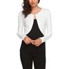 Hotouch Bolero Donna Elegante Coprispalle Giacca Corta con Spalla Maniche Lunghe Cardigan Leggero Shrug con Bottone Estivo Casual Cardigan Beige L