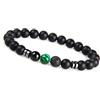 GD GOOD.designs Bracciale uomo con pietra lavica nera da 8 mm - perline di onice I Bracciale elastico a sfera per uomo in pietre naturali autentiche (Diaspro Verde)