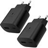 AOKUTDA 2 Pack 25W Caricabatterie per Sumsamg,Doppia Porta Caricatore Rapido Alimentatore USB C & USB A per Sumsamg Galaxy S25 S24 S23 S22 S21 S20 Ultra FE 5G,A56 A55 A54 A36 A35 A15 A14 A13,Z Flip 7/6