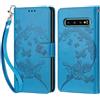 KENHONER Custodia per Samsung Galaxy S10 Plus Cover, Blu | Portafoglio in Pelle PU Retro, Antiurto Flip, Slot per Schede, Funzione Stand, Chiusura Magnetica