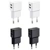 Wicked Chili 4 Set Dual USB Charger (Bianco e Nero) 12W / 2,4A PRO Series Alimentatore Universale per Telefono Cellulare, Orologio, Powerbank e Altoparlante Bluetooth, Adattatore USB a 2 Porte