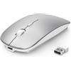 TECKNET Mouse Wireless Bluetooth, Mouse Senza Fili con DPI Regolabile 4800/3200/2400/1600/1200/800, Mouse RF 2.4G con Ricevitore USB, Mouse Portatile Mini da 4 Tasti Compatibile con Laptop, argento