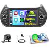 Hikity 5G WiFi 4+64G Android Autoradio per Fiat Fiorino/Qubo/Peugeot Bipper/Citroën Nemo, 7 Pollici IPS Touch Screen Stereo Auto con Carplay Android Auto Bluetooth5.0 FM/RDS GPS SWC AHD Retrocamera