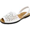 Avarca Sandali da donna in pelle Menorquina scarpe estive foro modello floreale, bianco, 42 EU