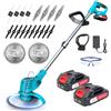 X-cotec Decespugliatore a Batteria 200W, Tagliaerba Elettrico a Batteria con 2 x21V Batterie, Tagliabordi Batterias con 4 Tipi di Lame, Tagliaerba da Giardino Elettrico, Maniglia a Scomparsa 71-106 cm