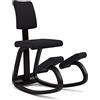 Varier Variable Plus Ergonomic Chair con schienale imbottito in legno nero, tessuto 100% poliestere riciclato, nero