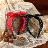 Sorcristy Cerchietto per capelli da donna, vintage anni '50, con grazioso cerchietto con orecchie da coniglietto, bandana retrò per feste in costume da ragazza (rosso, nero)