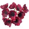 Rikyo 10 mazzi di fiori artificiali a stelo, 28 cm, fiori di papavero,poliuretano non scoloriscono per cucina, tavolo, centrotavola, casa, verde, matrimonio, fondale, arco, parete, rosso vino