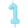 mciskin Candela scintillante da 1 unità per compleanno, ragazza, candela blu con numero 1 per torta, decorazione blu per ragazze e ragazzi, topper per torte, macaron, cupcake per feste, baby shower