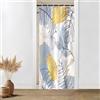 Uiiooazy Tenda Doccia Antimuffa, Tenda da Doccia Piccola 90x180cm Blu Cielo Boho Chic Tropicale Astratta Foglie di Palma Tende da Bagno Tessuto Lavabile Impermeabile Tende Vasca da Bagno con 6 Anelli