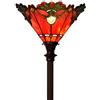 Bieye L30682 Lampada da terra a torciera in vetro colorato stile Tiffany Baroque, altezza 67 pollici, paralume in vetro largo 13 pollici, base in metallo con finitura marrone scuro, colore rosso