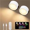 Contraxump LED Lampada da Parete Interno 2pz, Lampada a Parete RGB Ricaricabile con Telecomando e Controllo Touch, Luci da Parete Senza Fili Tramite Camera da Letto, Comodino, Sala Lettura, Soggiorno