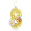 mciskin Candele di compleanno a fiore, numero 8 candele con ape per torta, decorazioni per il 8° compleanno per ragazze, candele di compleanno glitterate gialle, candele per torta di miele per ragazze