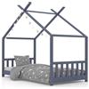 vidaXL Struttura letto per bambini in pino massiccio grigio 80 x 160 cm