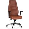 HJH Office 600989 Sedia direzionale XXL VITORO finta pelle marrone Sedia da scrivania con schienale alto