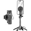 RBXYEB Magnetic Mini Phone Selfie Stick Tripod with Removable Bluetooth Remote Control for Photo, 360° Rotation, Compatible with iPhone & Android for Vlog and Photo, Portable Aluminium Selfie Stick