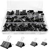 Hanyousheng 170 Pezzi Fermagli a Clip, Molle Fermacarte, Clip Pieghevoli in Metallo, Fermagli Neri Extra Resistenti per Documenti e Carta per Ufficio, Scuola(15mm/19mm/25mm/32mm)