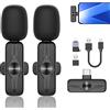 GEYUEYA Home Microfono lavalier wireless per iPhone iPad,microfono wireless plug-play,microfono wireless con riduzione del rumore per YouTube TikTok Facebook,nessuna app (2 Mic)