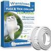 Wansiven Collare Antipulci per Gatti, Collare Antizecche Naturale Regolabile 48 cm, Protezione 12 Mesi (Blu-2pcs)