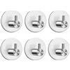 TINIFO Ganci Adesivi Ganci Appendiabiti Bagno Inox Senza Appendiabiti da Parete Acciaio Foratura per Bagno e Cucina (Rotondo Argento-6)
