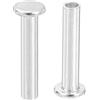 QUARKZMAN 50pz Rivetti Semitubolari, 3mm x 14mm Rivetti Semi-Tubolari Testa Piatta Tonda Alluminio Rivetti con Perno Metallo per Riparazioni Domestiche Industriali, Argento