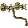 Schläfer 3460117 | Rubinetto Cucina Gruppo Lavello a Muro manopola antica, Lavatoio Lavanderia e Lavabo Bagno da Parete, Canna Girevole Universale a S 200mm, Bronzo, Ottone Antico