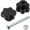 AERZETIX - Set di 8 manopole di serraggio M8 a forma di stella in plastica nera + 4 viti a 6 punti M8x70 mm e 4 dadi esagonali M8 | corsa di serraggio massima 32 mm