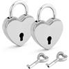 EMMALOUISESMITH 2 mini lucchetti a forma di cuore, stile vintage, con chiave, a forma di cuore, per armadio, portagioie, diario, cassetto (argento)