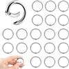 RUNEAY Moschettone rotondo 20 pezzi, 32 mm, moschettone rotondo in metallo, piccolo anello con apertura a molla per portachiavi fai da te e borse per il trasporto, argento