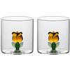 THUN - Set 2 bicchieri in vetro tulipano - Borosilicato - Country Bloom - 300 ml