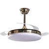 DRW Lampada Ventilatore da soffitto Dorato con Pale retrattili 3 Colori di luci e Telecomando Ø106 x 36 - 53 cm