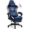 GTPLAYER Sedia da gioco Sedia da gioco con altoparlanti Bluetooth e poggiapiedi, sedia da ufficio serie Dragon, sedia girevole ergonomica, sedia per computer blu