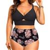CheChury Costume Donna Due Pezzi Taglie Forti Push Up Costumi da Bagno Donna Due Pezzi Scollo a V Bikini Mare Curvy Vita Alta Costumi da Mare Triangolo Costume 2 Pezzi Sexy Swimwear Beachwear Swimsuit
