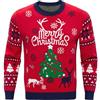 Jezonga Maglione Natalizio Uomo Divertente Maglia di Natale Maglioni di Natale Pullover Sweater Stampa Fiocco di Neve Alce a Maniche Lunga Girocollo Festa Natalizie Rosa M