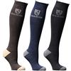 Pramoda Boots & Socks Pramoda 3 paia di calzini da equitazione da uomo in cotone (41-44), nero, blu navy, marrone, 40-44 Tall