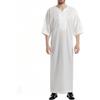 Musuly Caftano Uomo - Abito Musulmano Thobe Djellaba Kami (Bianco, L)
