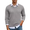 iClosam Maglione con Scollo a V da Uomo, Maglioni da Uomo a Maniche Lunghe con Gioco di Colori su Colletto e Maniche, Pullover Invernale, Comodo e di Facile Manutenzione,Albicocca