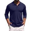 Hisir Polo da uomo, a maglia, a righe, a maniche lunghe, con colletto polo, basic, tinta unita, per lavoro, autunno, inverno, Nero , M