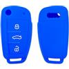 Lage [Portachiave] Guscio Cover Chiave in Silicone per Telecomando Auto Audi 3 tasti (vedere compatibilità nelle foto) A1 A3 A4 A6 A8 TT Q5 Q7 R8 S4 S6 (BLU)