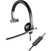 Logitech H650e Cuffie Cablate, Mono Con Microfono a Cancellazione di Rumore, USB, ‎Controlli in Linea, Indicatore LED, Compatibili con PC/Mac/Laptop, Nero