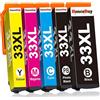 HenceBuy - 5 Cartucce di inchiostro compatibili con Epson 33XL 33 XL per Epson Expression Premium XP-7100 XP-530 XP-640 XP-830 XP-900 XP-645 XP-635 XP-630 XP540