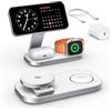 KEEPRO Stazione di Ricarica Wireless 3 in 1 Apple, Qi2 25W supporto magnetico pieghevole compatibile Mag-Safe per iPhone 17e/17/16/15/14/13/12/Air, Apple Watch, Pods Pro/4/3/2-Bianco