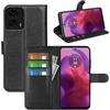 JIUNINE Cover per Motorola Moto G24 / G04 / G04S / E14, Custodia Portafoglio Libro in Pelle Sintetica Antiurto Cover Flip Case con [Carta Fessura] [Supporto Stand] [Fibbia Magnetica], Nero