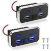 Linkstyle Confezione da 2 Presa Pannello USB 62W con Voltmetro - Doppia Porta USB-A e Tipo-C per Auto, Camion, Barca, Camper 12V/24V