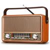 PRUNUS J-120 Radio Portatile Vintage legno FM/AM/SW,Altoparlante Bluetooth Retro,Radiolina Portatile con Batteria Ricaricabile da 1800 mAh Potenziata,Alimentazione CA disponibile,Supporta TF/USB/AUX.