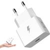 AIAUXAI Caricabatterie USB C per Samsung 25W, Mini, Ricarica Rapida, Bianco | Caricatore USB C per Samsung Galaxy S26 S25 S24 FE S23 S22 A17 A16 A56 PD Caricabatterie Tipo C per iPhone 18 Pro 17 16 15